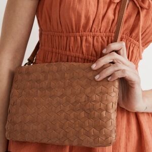 Madewell The Puff Crossbody Bag: Woven Leather Edition Brown Fall Minimalist